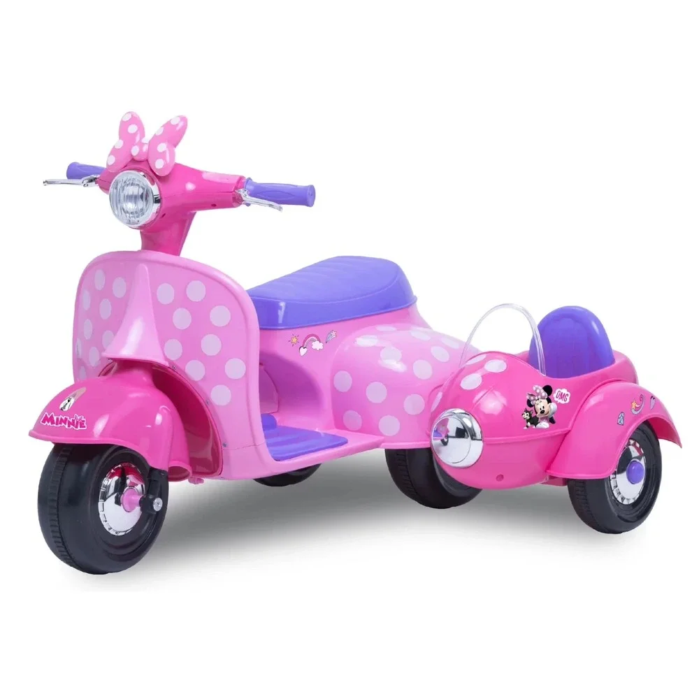 (NEW)  Disney Minnie Mouse 6V Happy Helpers Scooter Ride-On with Sidecar